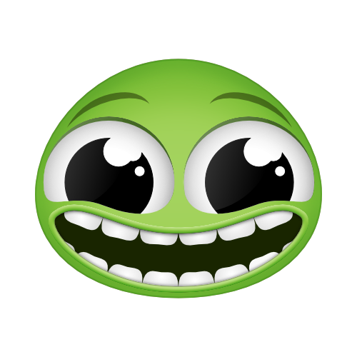 Ett skrattande grönt ansikte